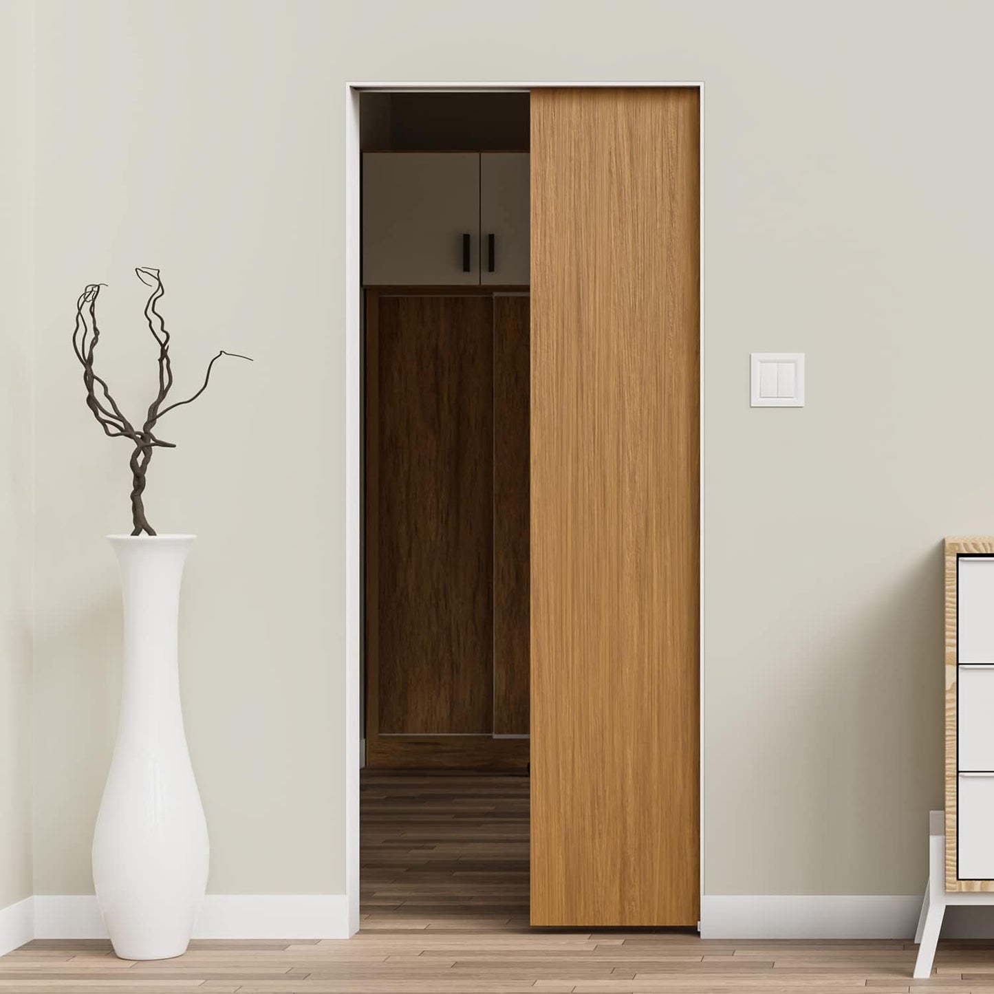 Heavy Duty Soft Close Pocket Door Frame Kit & Sliding Track Set for 24-36 X 96" Closet Doors - Villar Home Designs