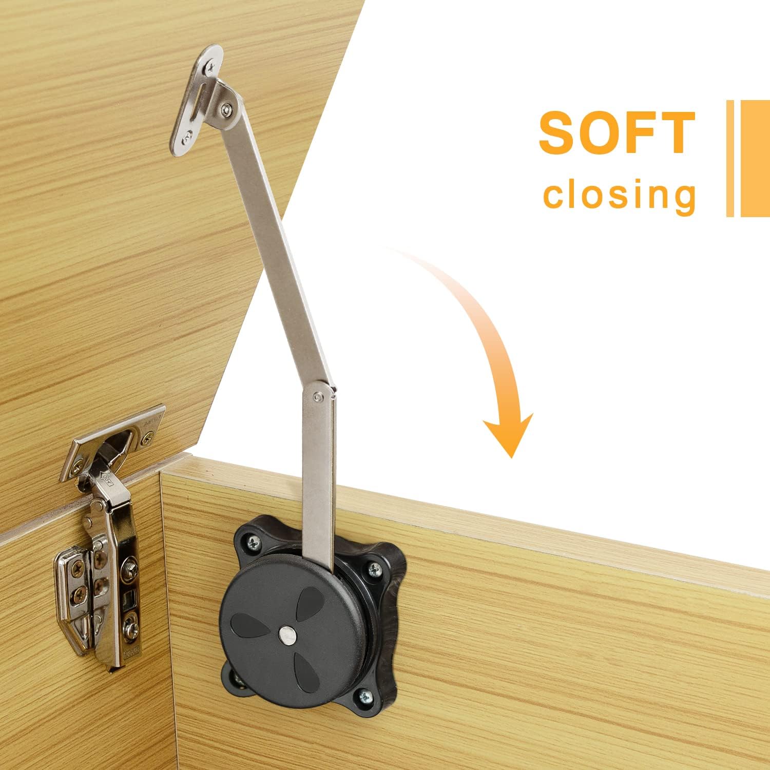 Heavy Duty Soft Close Toy Box Hinges - 26-34LBS Lid Stays, Easy Install, 90 Degree Opening - Black (Pair)