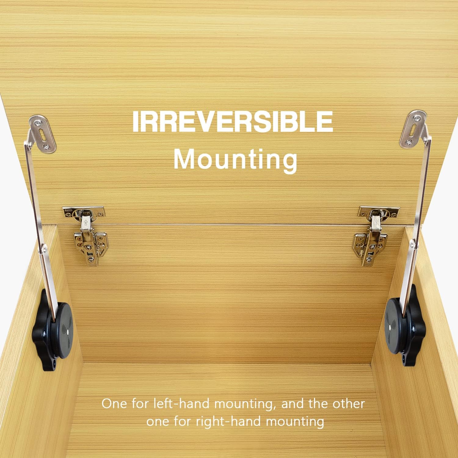 Heavy Duty Soft Close Toy Box Hinges - 26-34LBS Lid Stays, Easy Install, 90 Degree Opening - Black (Pair)