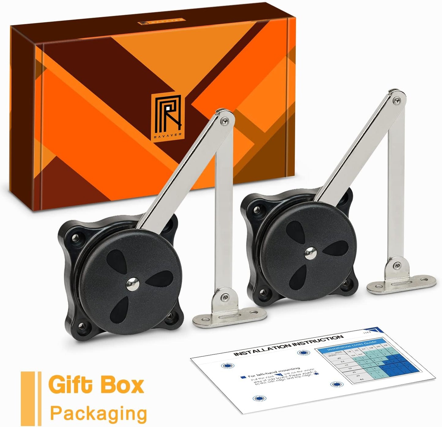 Heavy Duty Soft Close Toy Box Hinges - 26-34LBS Lid Stays, Easy Install, 90 Degree Opening - Black (Pair)