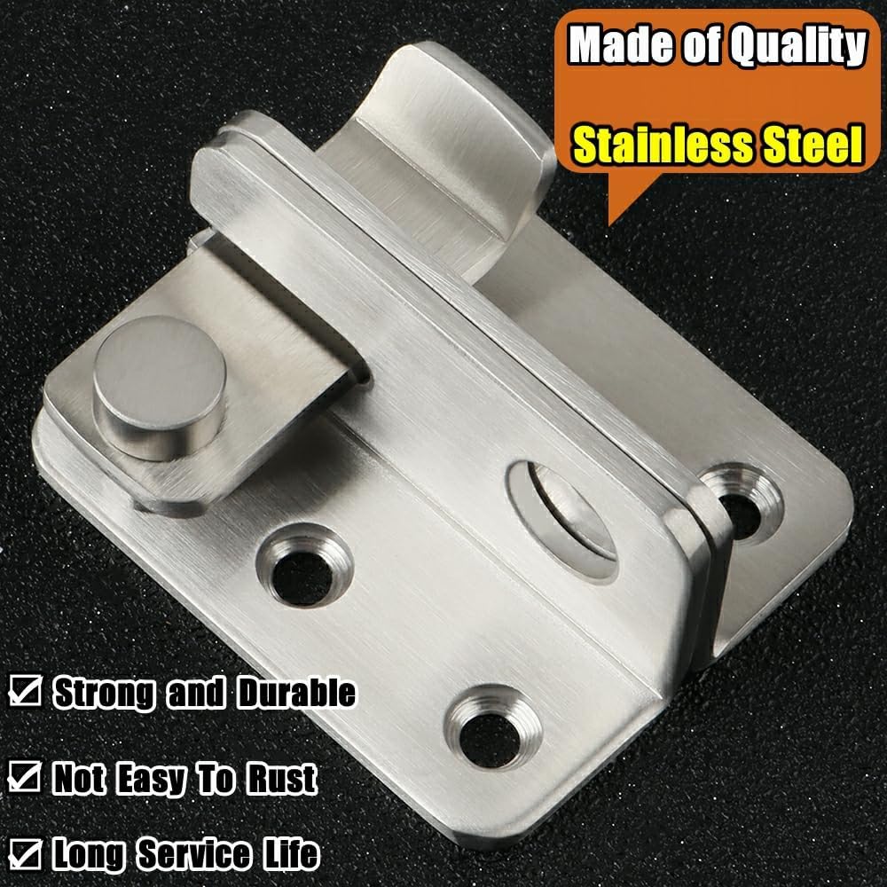 Heavy Duty Stainless Steel Brushed Gate Latch Set with Padlock for Barn Cabinet Pet Cage Garden Bathroom Garage Window Sliding Door - Alise Flip Latch