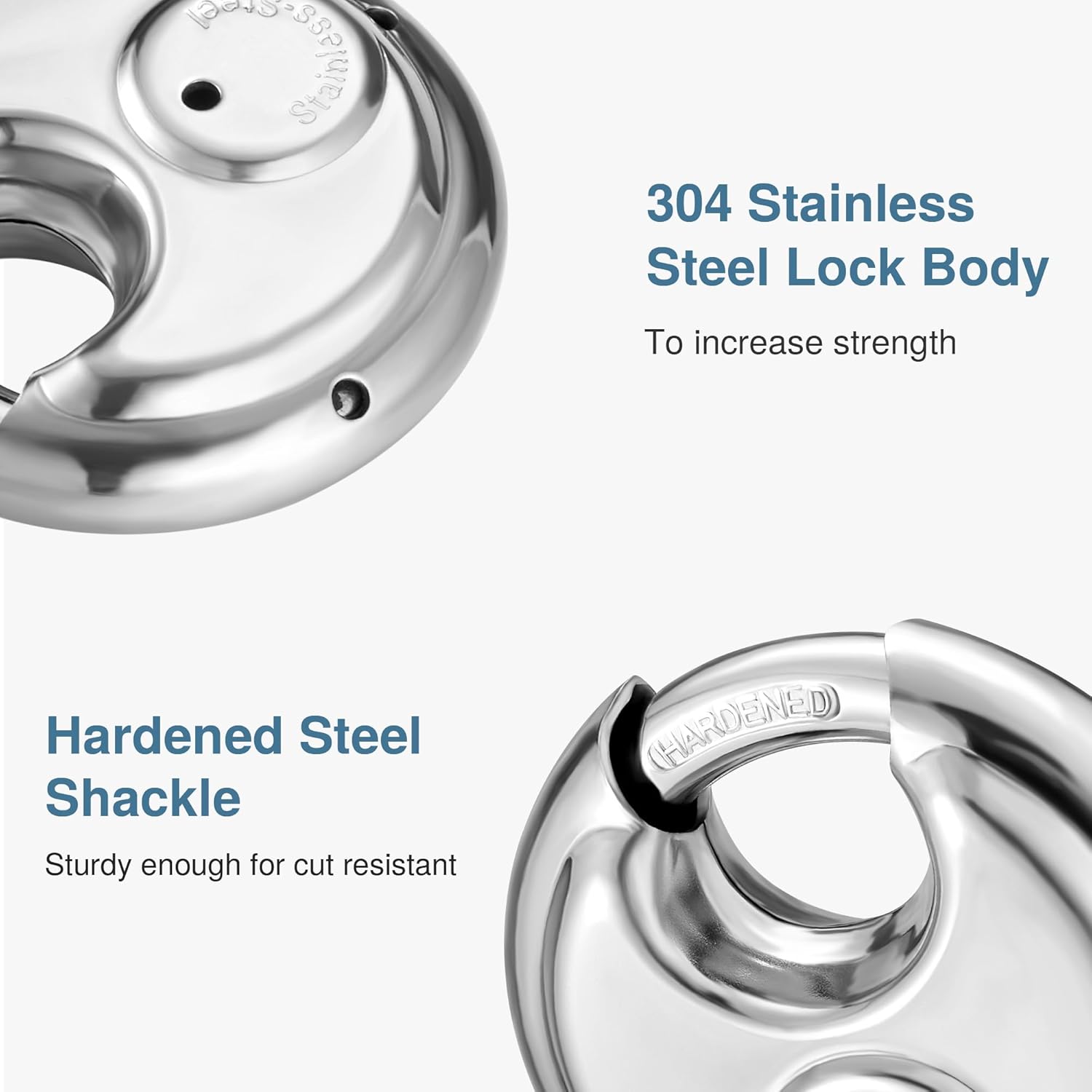 Heavy Duty Stainless Steel Discus Padlock with 3 Keys - Waterproof Outdoor Lock for Warehouse, Gym Storage - 3/8 Inch Shackle - 1 Pack - WildKart