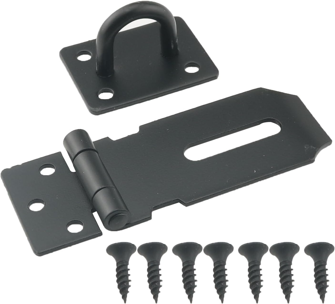 Heavy Duty Stainless Steel Door Padlock Security Buckle Lock - Black, Suitable for Fence, Shed, Room, Sliding, or Barn Door