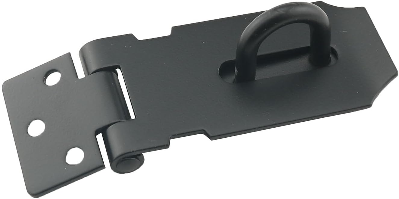 Heavy Duty Stainless Steel Door Padlock Security Buckle Lock - Black, Suitable for Fence, Shed, Room, Sliding, or Barn Door