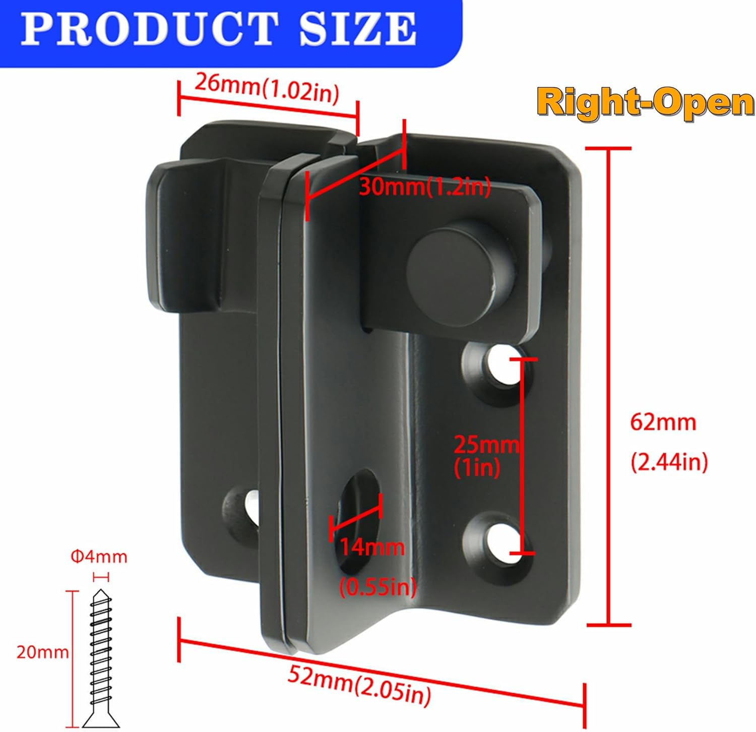Heavy Duty Stainless Steel Matte Black Flip Latch Gate Latches for Sliding Doors - Alise MS3006R-B