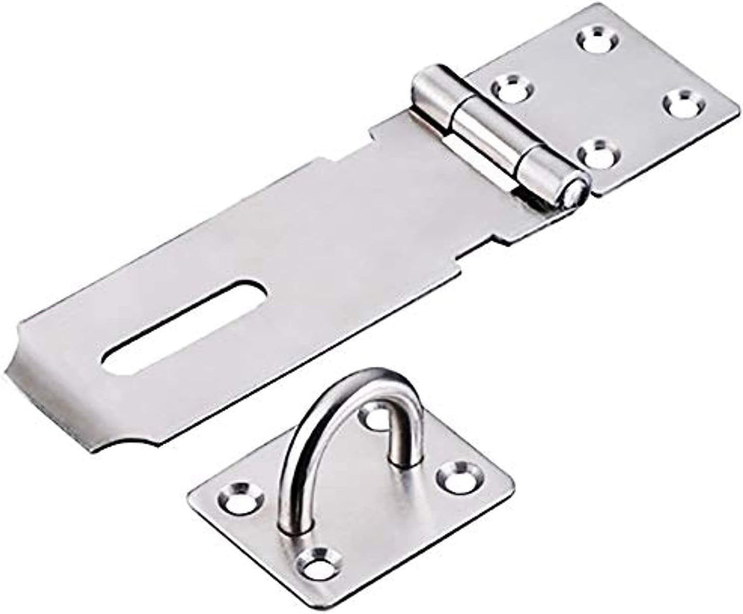 Heavy Duty Stainless Steel Padlock Hasp and Staple Set with Screws for Doors, Windows, Cabinets, Pet Cages - Durable Gate Lock Latch Kit - WildKart