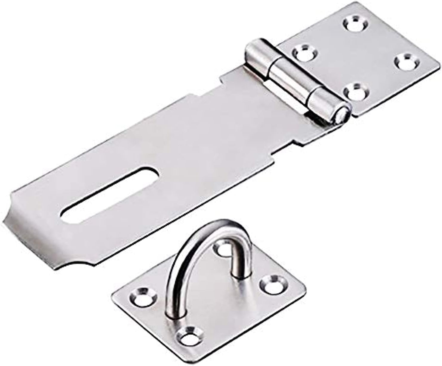Heavy Duty Stainless Steel Padlock Hasp and Staple Set with Screws for Doors, Windows, Cabinets, Pet Cages - Durable Gate Lock Latch Kit - WildKart