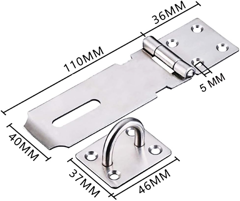 Heavy Duty Stainless Steel Padlock Hasp and Staple Set with Screws for Doors, Windows, Cabinets, Pet Cages - Durable Gate Lock Latch Kit - WildKart