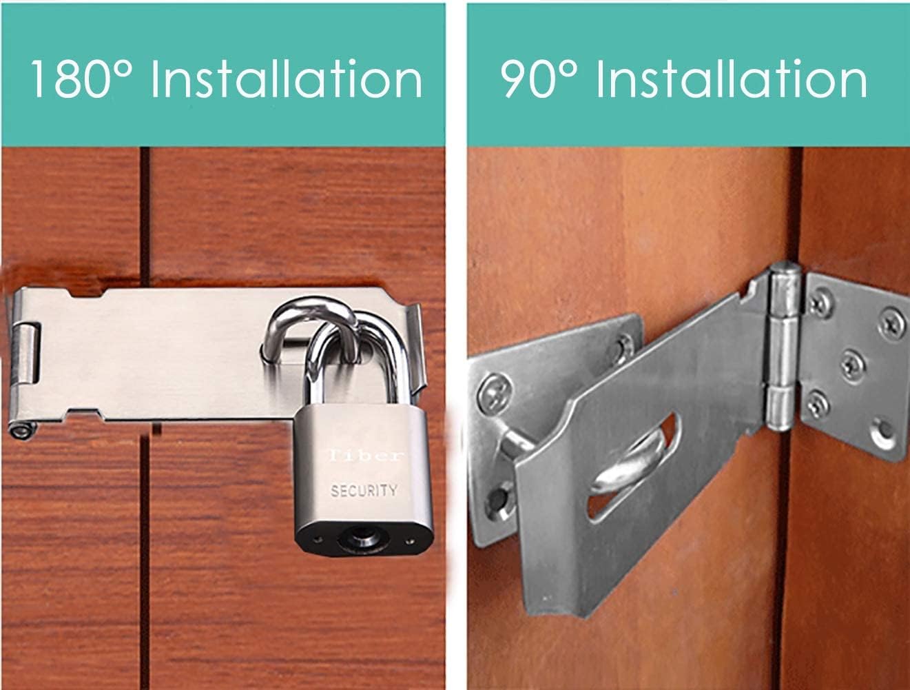 Heavy Duty Stainless Steel Padlock Hasp and Staple Set with Screws for Doors, Windows, Cabinets, Pet Cages - Durable Gate Lock Latch Kit - WildKart