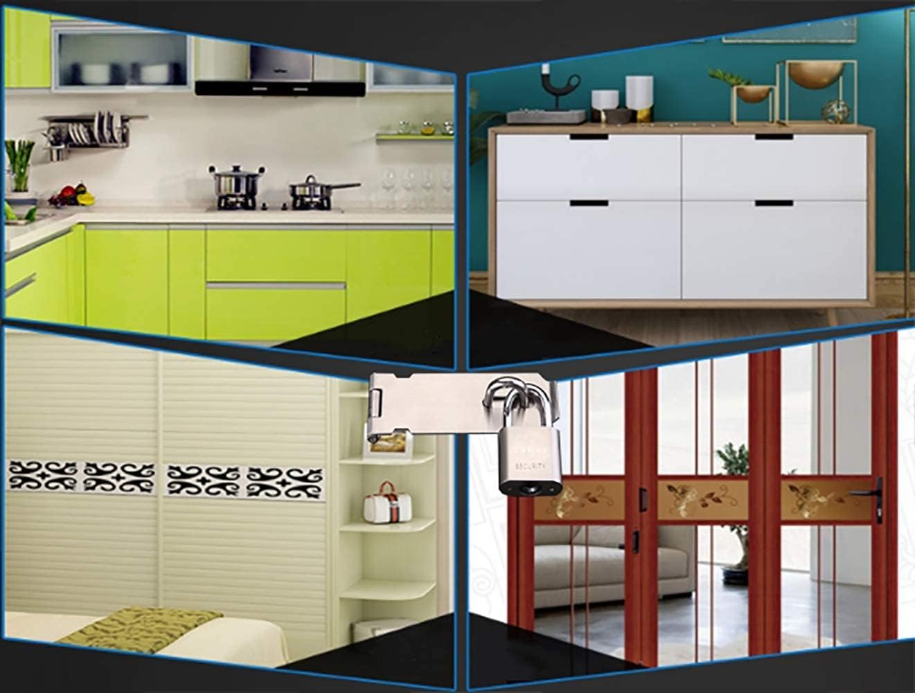 Heavy Duty Stainless Steel Padlock Hasp and Staple Set with Screws for Doors, Windows, Cabinets, Pet Cages - Durable Gate Lock Latch Kit - WildKart