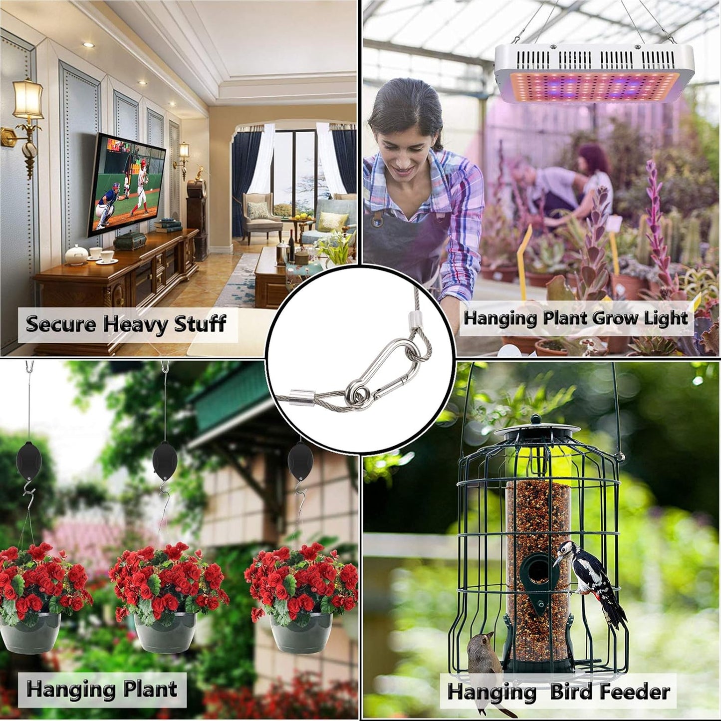 Heavy Duty Stainless Steel Safety Cable Lock for Bike, Luggage, Plant, Picture - Flexible Security Wire Chain with Loops