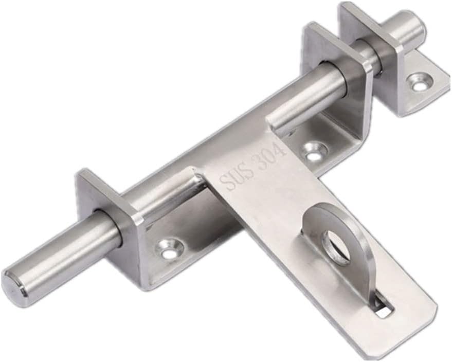 Heavy Duty Stainless Steel Safety Lock Bolt Hasp with Sliding Bolt Gate Latch - Interior Door Latches with Padlock Hole & Brushed Finish