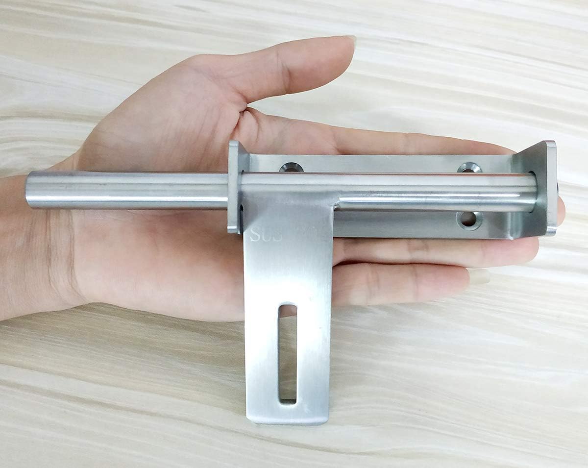 Heavy Duty Stainless Steel Safety Lock Bolt Hasp with Sliding Bolt Gate Latch - Interior Door Latches with Padlock Hole & Brushed Finish
