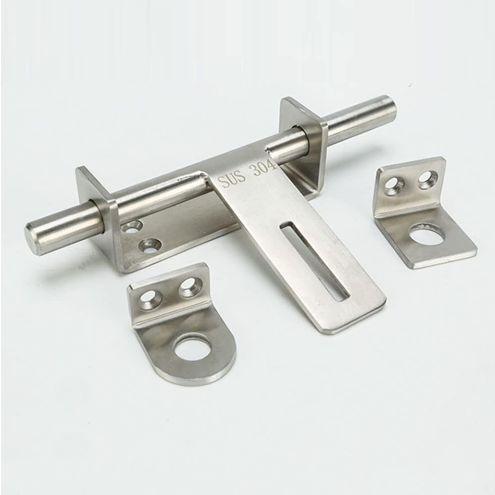 Heavy Duty Stainless Steel Safety Lock Bolt Hasp with Sliding Bolt Gate Latch - Interior Door Latches with Padlock Hole & Brushed Finish
