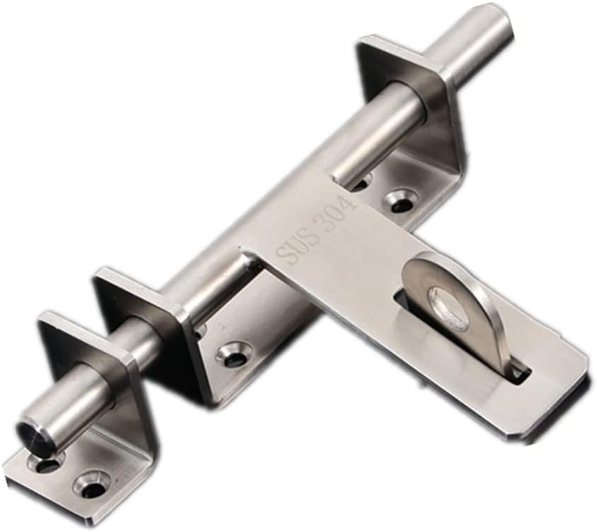 Heavy Duty Stainless Steel Safety Lock Bolt Hasp with Sliding Bolt Gate Latch - Interior Door Latches with Padlock Hole & Brushed Finish