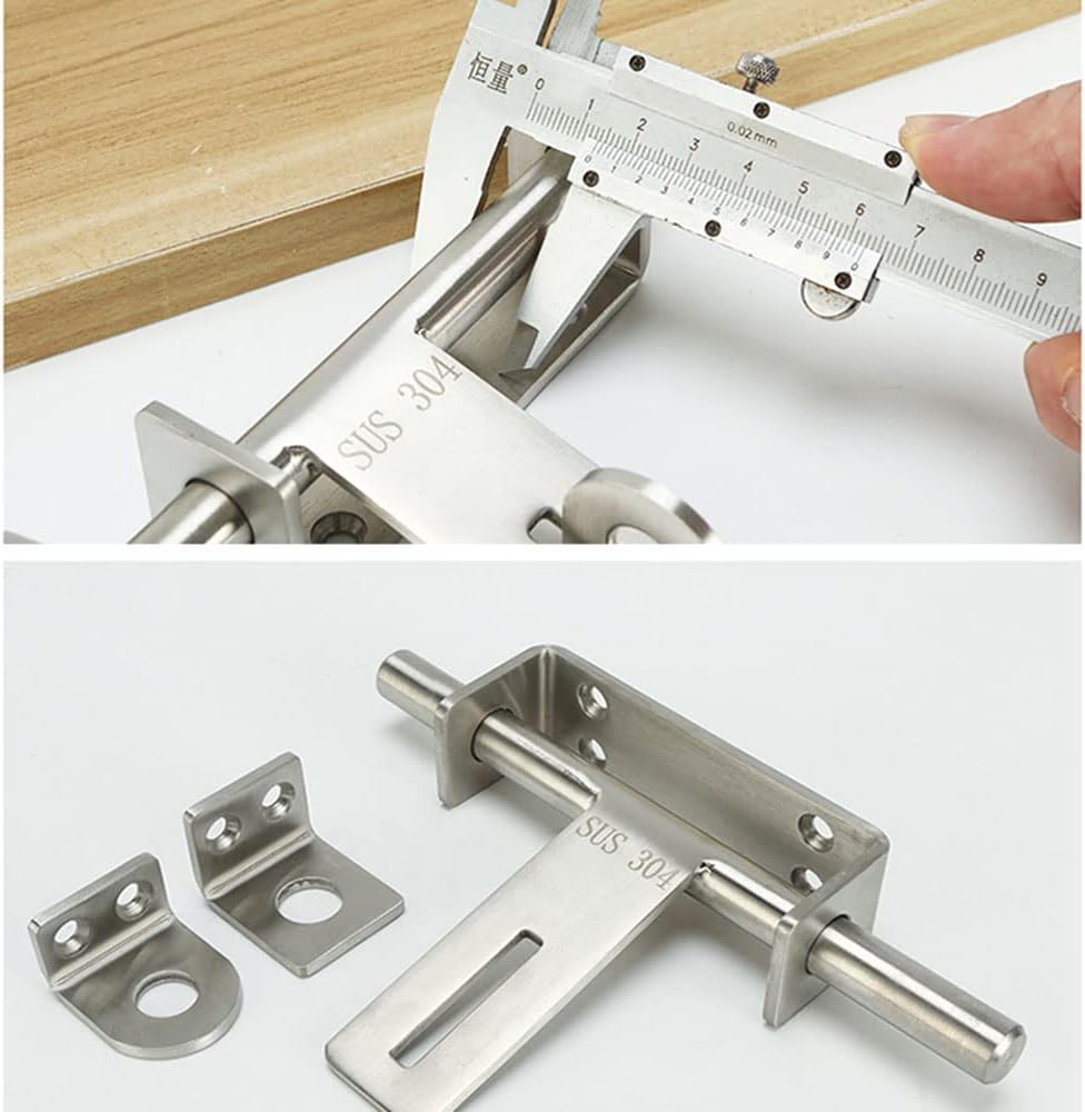 Heavy Duty Stainless Steel Safety Lock Bolt Hasp with Sliding Bolt Gate Latch - Interior Door Latches with Padlock Hole & Brushed Finish