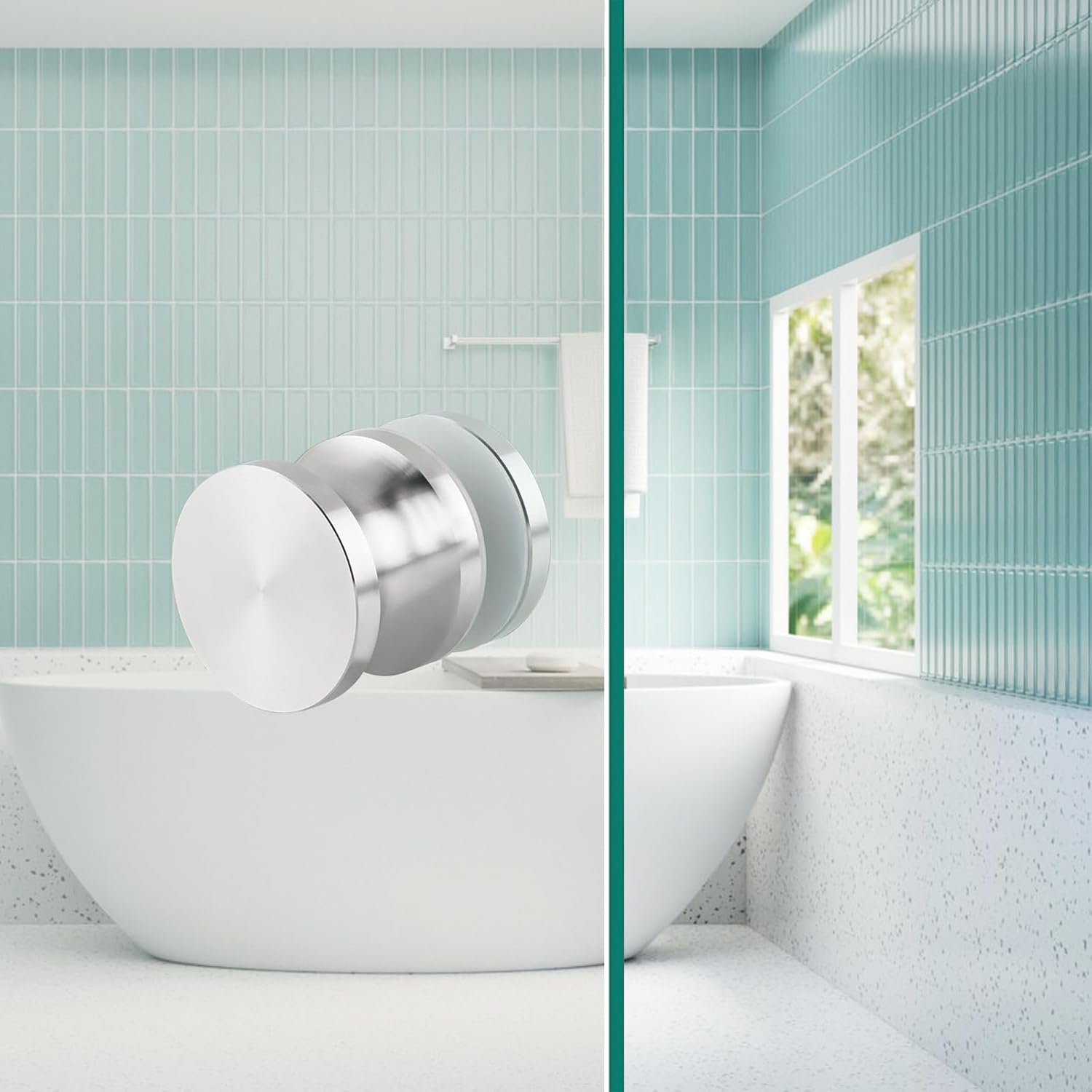 Heavy Duty Stainless Steel Shower Glass Door Handle for Sliding Bathroom Doors - Brushed Nickel Replacement Hardware