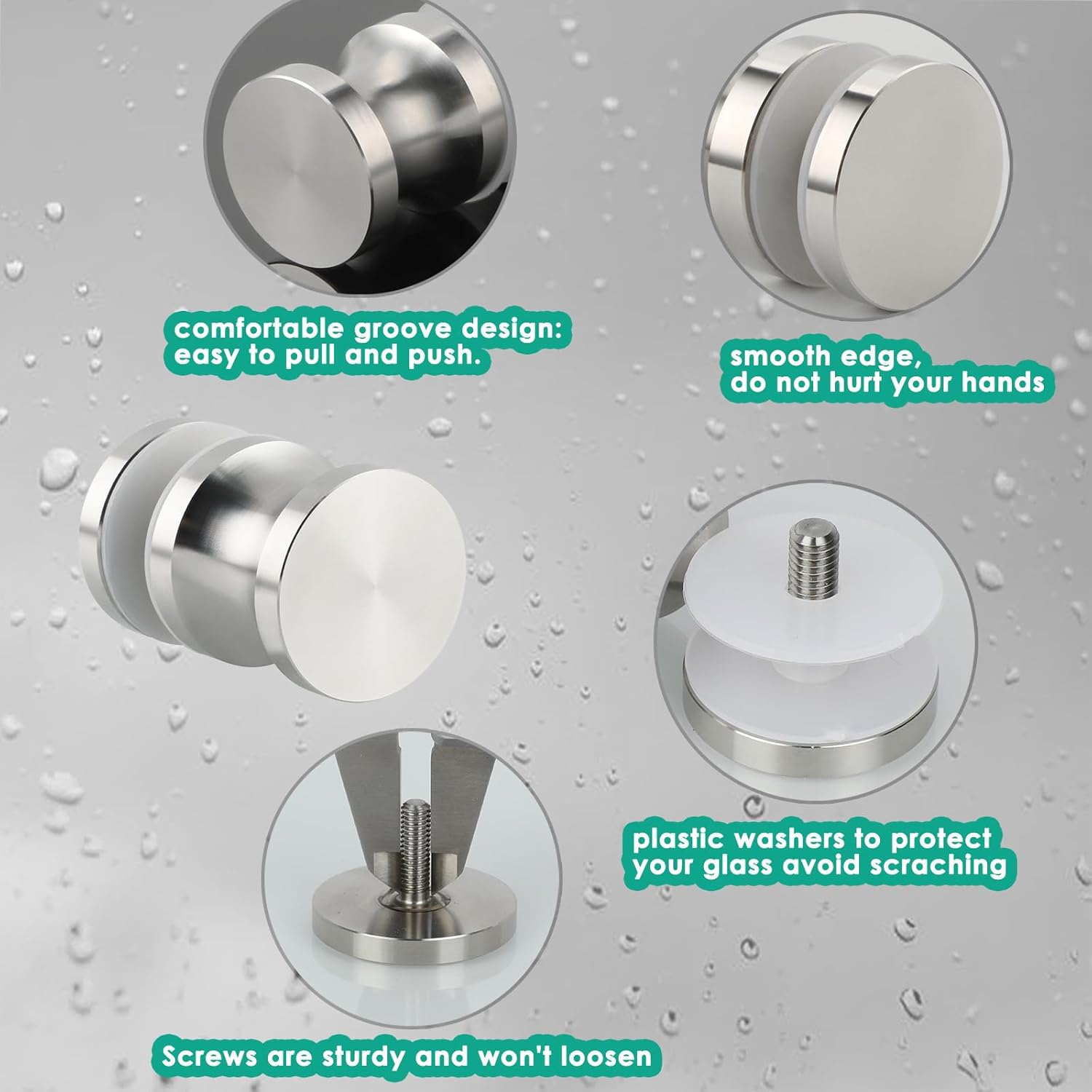 Heavy Duty Stainless Steel Shower Glass Door Handle for Sliding Bathroom Doors - Brushed Nickel Replacement Hardware