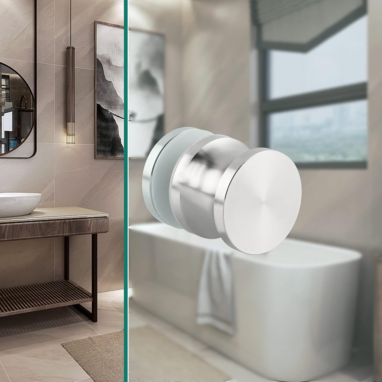 Heavy Duty Stainless Steel Shower Glass Door Handle for Sliding Bathroom Doors - Brushed Nickel Replacement Hardware