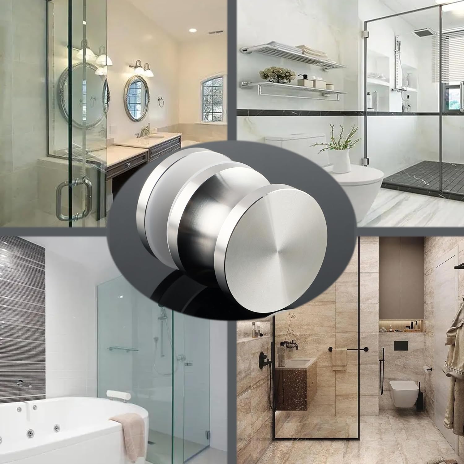 Heavy Duty Stainless Steel Shower Glass Door Handle for Sliding Bathroom Doors - Brushed Nickel Replacement Hardware