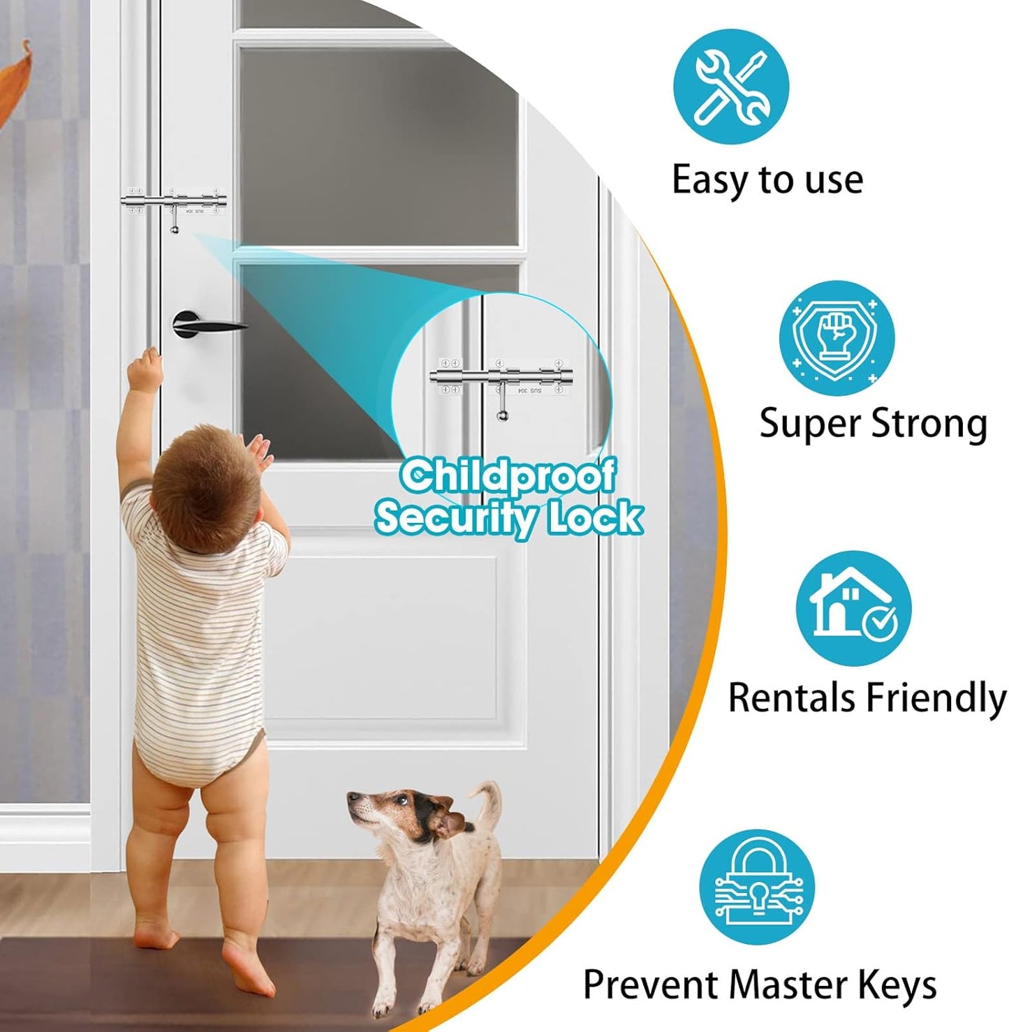 Heavy Duty Stainless Steel Slide Bolt Gate Latch Hardware for Wooden Fence/Shed Door - 6.3 Inch Barrel Bolt Latch - Indoor/Outdoor Use - Pack of 2