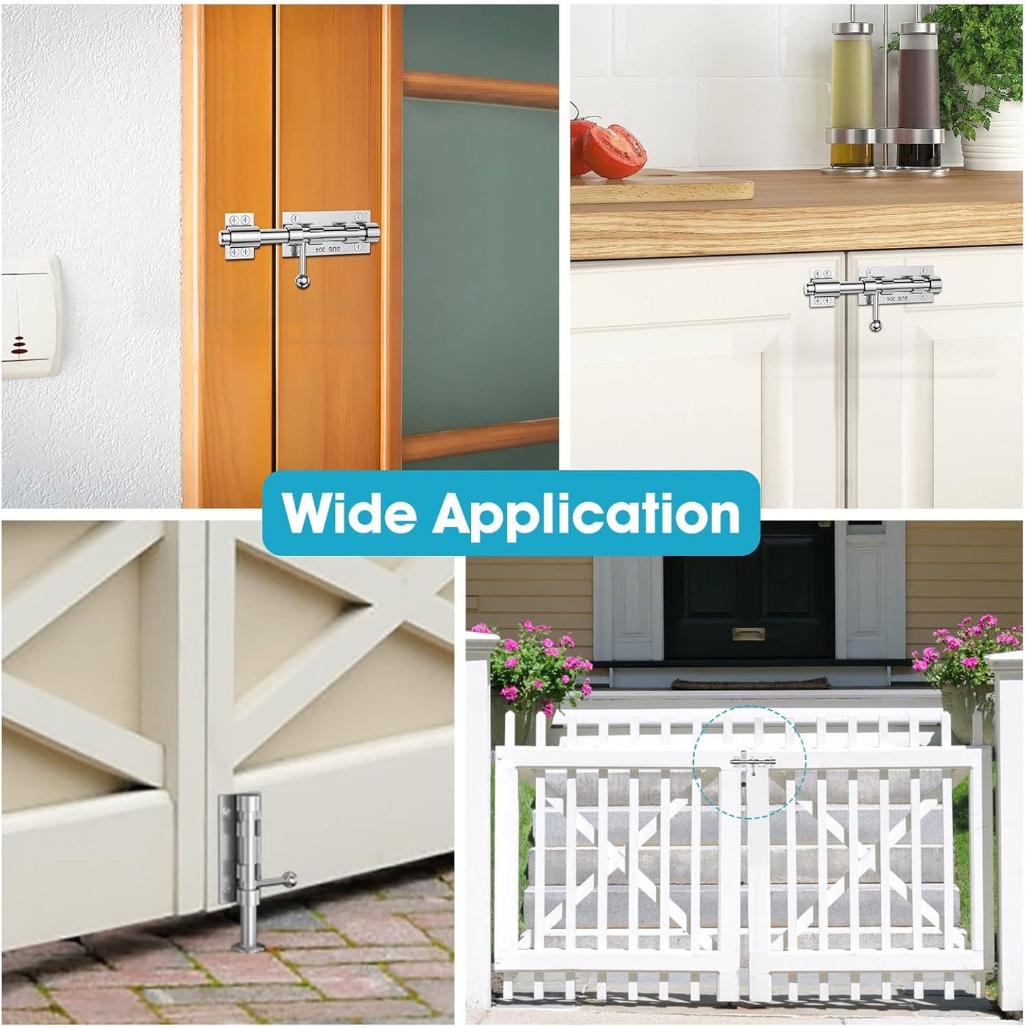 Heavy Duty Stainless Steel Slide Bolt Gate Latch Hardware for Wooden Fence/Shed Door - 6.3 Inch Barrel Bolt Latch - Indoor/Outdoor Use - Pack of 2