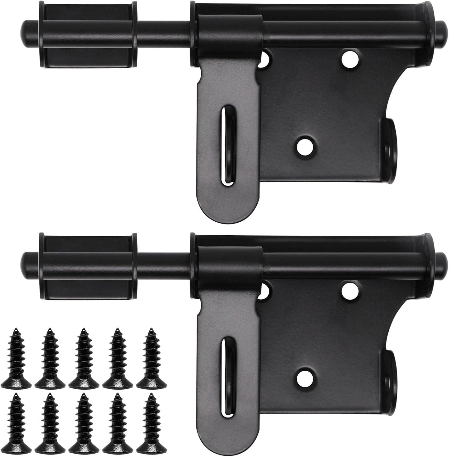 Heavy Duty Stainless Steel Slide Bolt Gate Latch Set with Padlock Hole - 2pcs for Outdoor Wooden Fence Shed Door