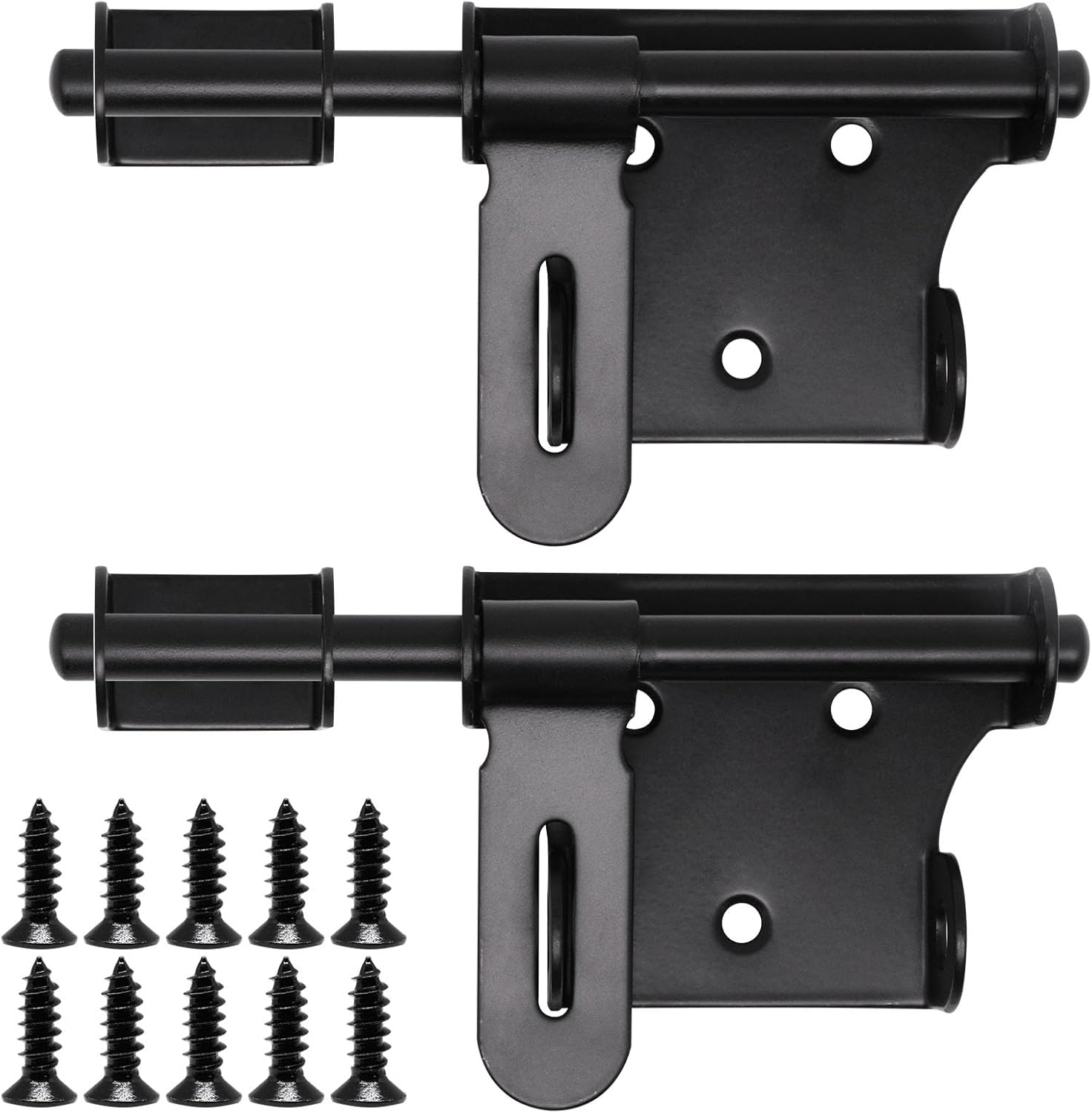 Heavy Duty Stainless Steel Slide Bolt Gate Latch Set with Padlock Hole - 2pcs for Outdoor Wooden Fence Shed Door