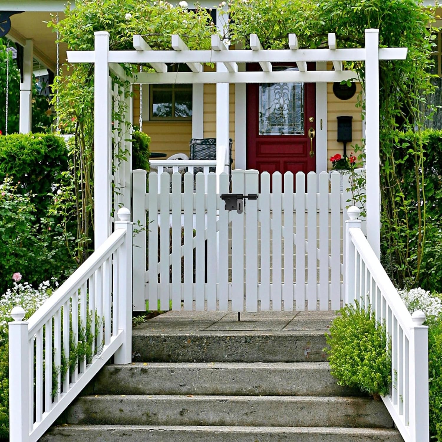 Heavy Duty Stainless Steel Slide Bolt Gate Latch Set with Padlock Hole - 2pcs for Outdoor Wooden Fence Shed Door