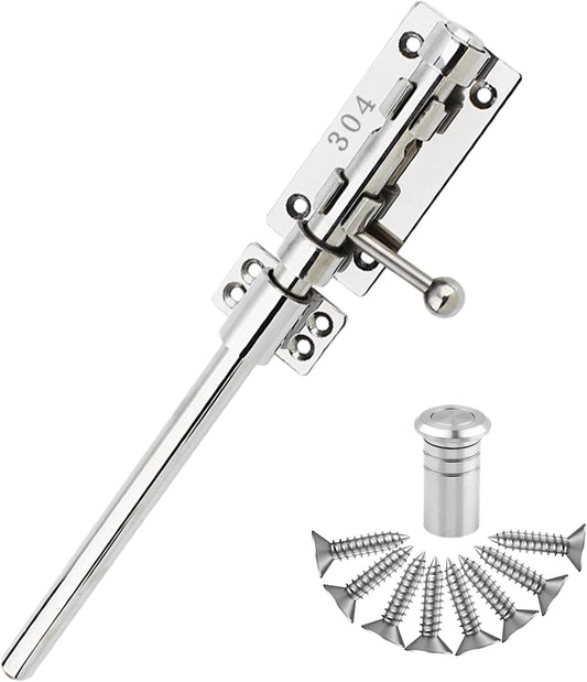 Heavy Duty Stainless Steel Slide Bolt Gate Latch with Dust Canister for Barn Fence Shed - FITHACE Solid Barrel Bolt Lock