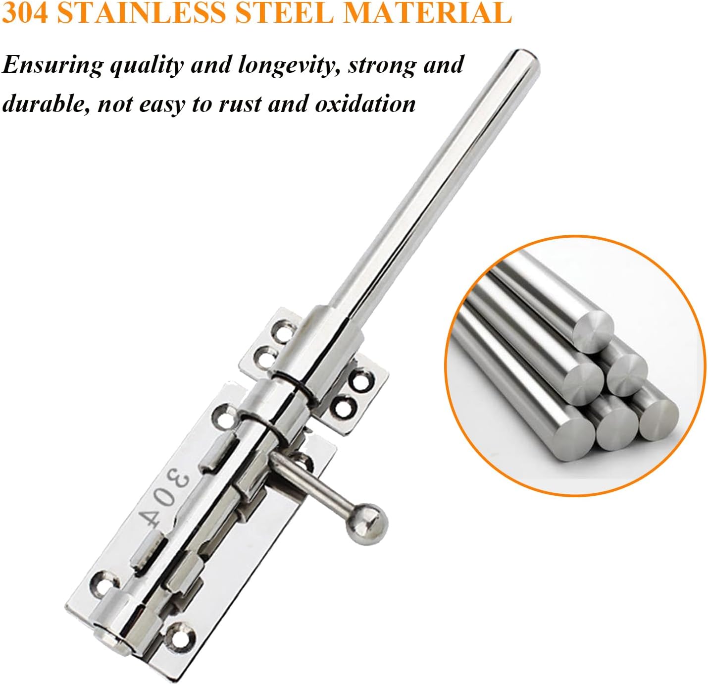 Heavy Duty Stainless Steel Slide Bolt Gate Latch with Dust Canister for Barn Fence Shed - FITHACE Solid Barrel Bolt Lock