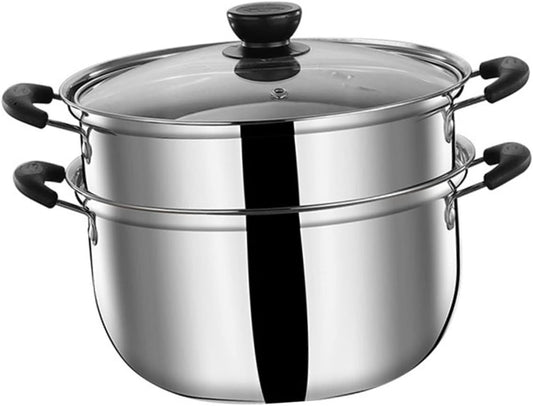 Heavy Duty Stainless Steel Soup Pot with Steamer Insert - Premium Kitchen Cookware for Healthy Cooking