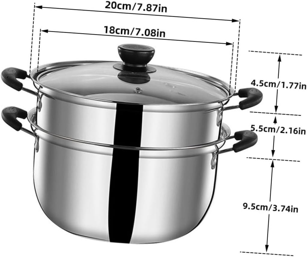 Heavy Duty Stainless Steel Soup Pot with Steamer Insert - Premium Kitchen Cookware for Healthy Cooking