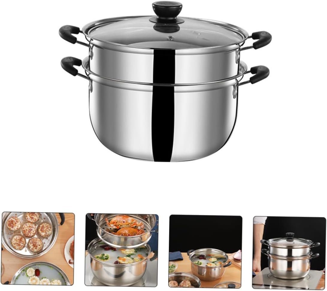 Heavy Duty Stainless Steel Soup Pot with Steamer Insert - Premium Kitchen Cookware for Healthy Cooking