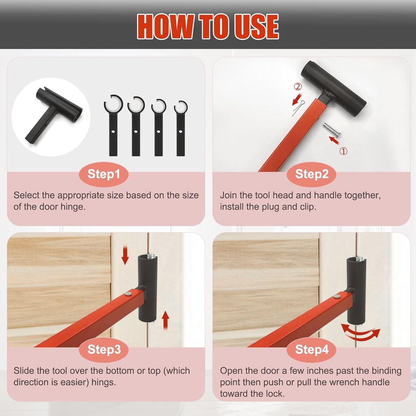 Heavy Duty Steel 4 in 1 Door Hinge Adjustment Tool Kit - Ideal for Residential and Commercial Use - WildKart