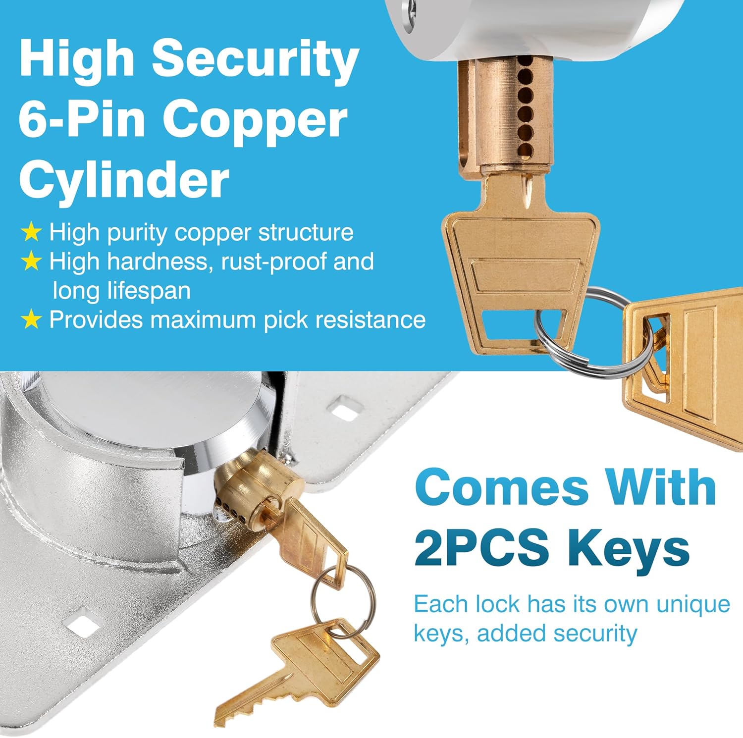 Heavy Duty Steel Puck Lock Set with Hidden Shackle - Keyed Alike - Ideal for Shipping Containers, Trailers, Trucks - 2-7/8" - Silver