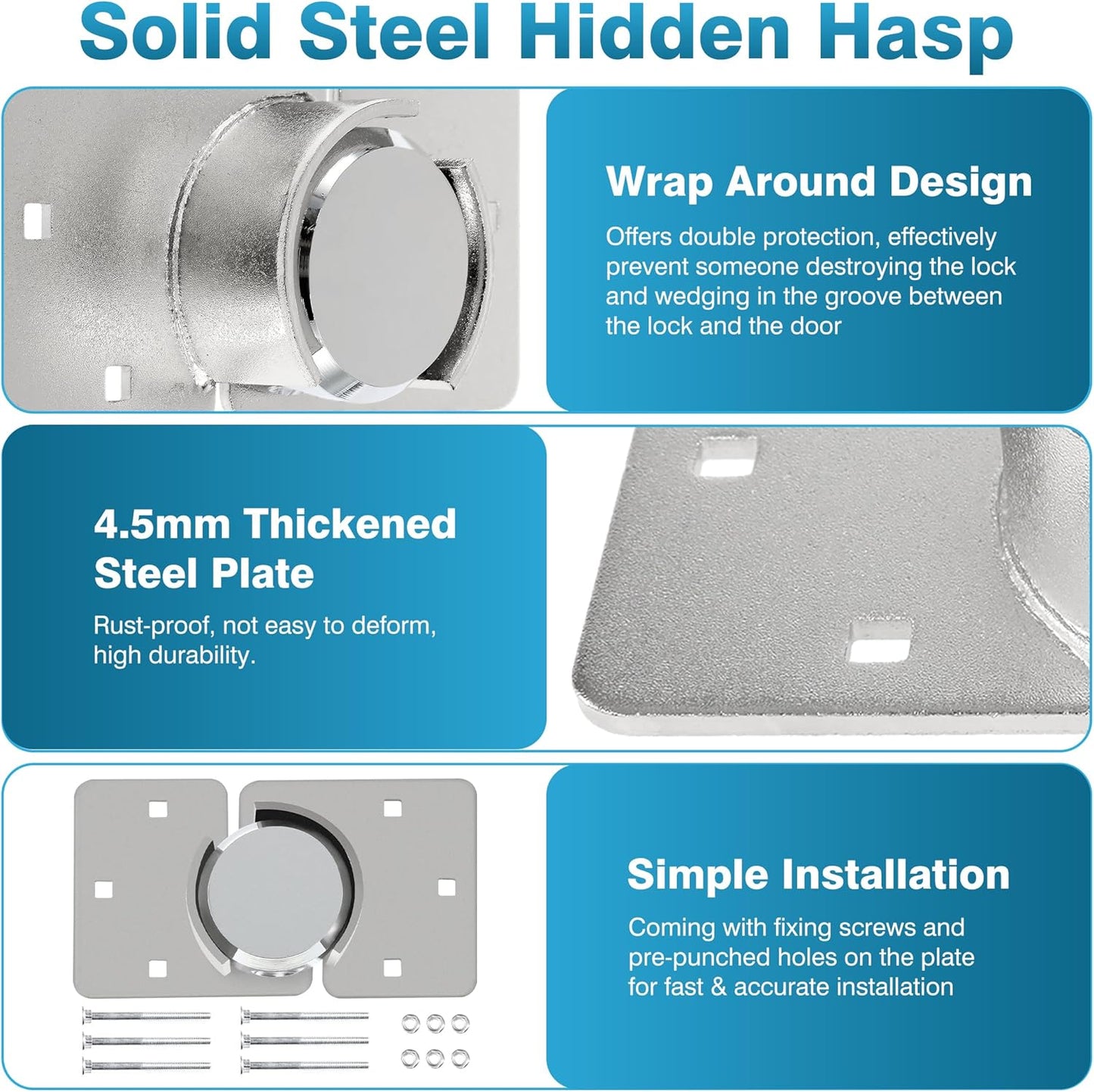 Heavy Duty Steel Puck Lock Set with Hidden Shackle - Keyed Alike - Ideal for Shipping Containers, Trailers, Trucks - 2-7/8" - Silver