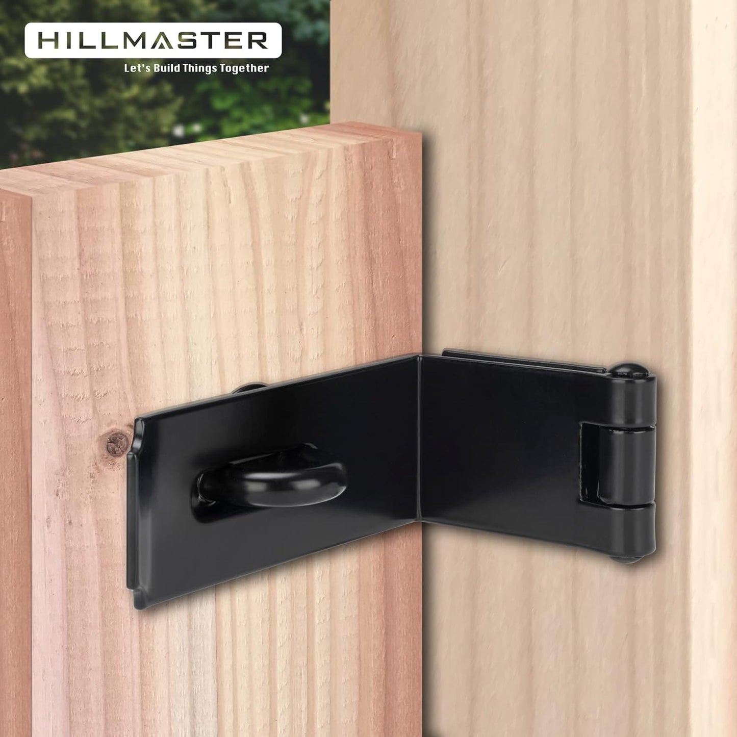 Heavy Duty Steel Safety Gate Door Hasp Latch 90 Degree, 7-3/4" Extra Thick Lock for Fence Gate, Barn Door, Shed, Closet, Cabinet - Black Finish