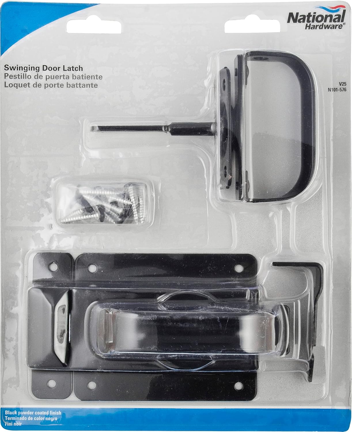 Heavy Duty Swinging Door Latch for Interior & Exterior Use - National Hardware N101-576, WeatherGuard Coated, Black - WildKart