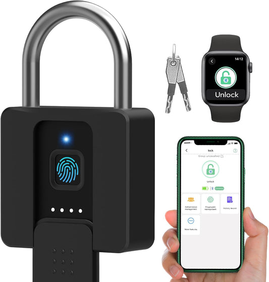 Heavy Duty Waterproof Fingerprint Bluetooth Padlock for Outdoor Security - Ideal for Fence, Gate, Shed, Warehouse, Gym, and Yard Storage - WildKart