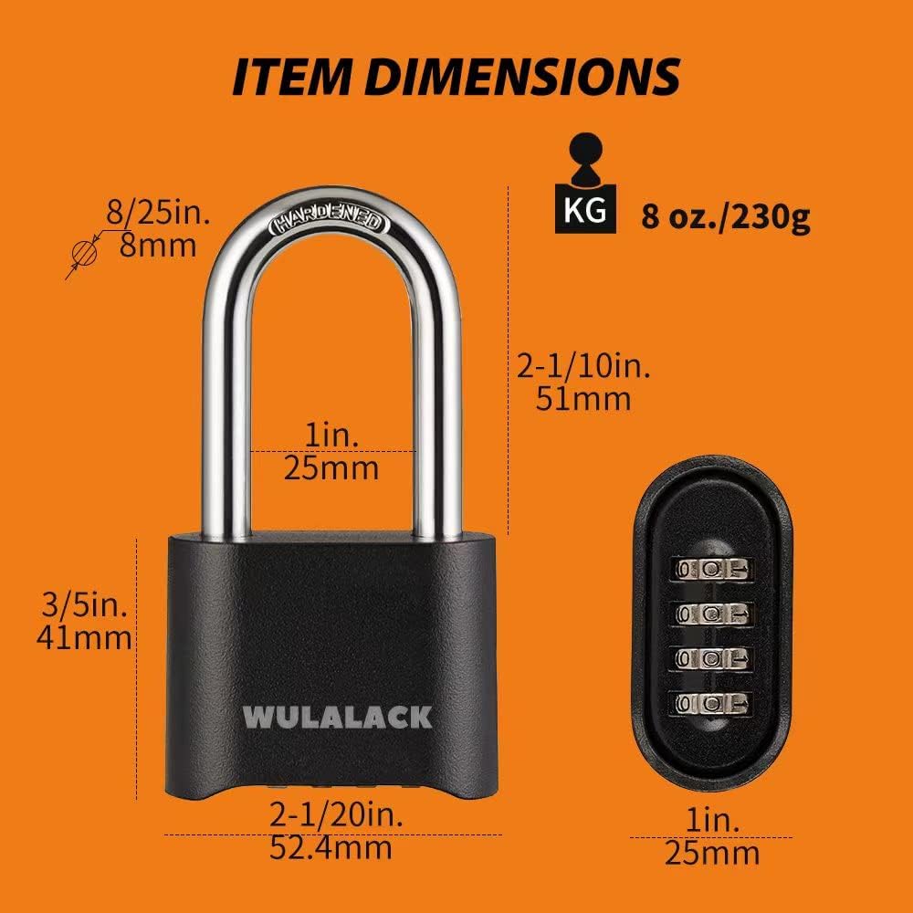 Heavy Duty Weatherproof Outdoor Combination Lock for Sheds, Gates, and Storage Units - Resettable Padlock with Code by WULALACK - WildKart