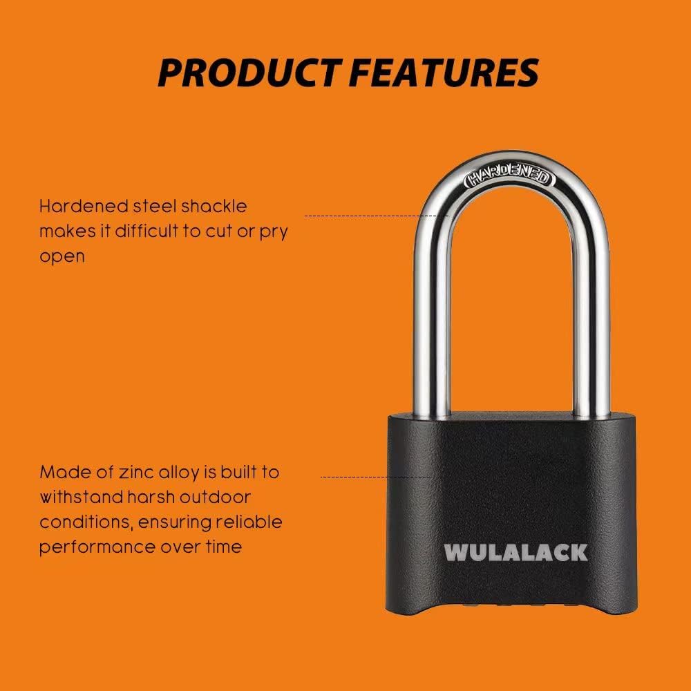 Heavy Duty Weatherproof Outdoor Combination Lock for Sheds, Gates, and Storage Units - Resettable Padlock with Code by WULALACK - WildKart