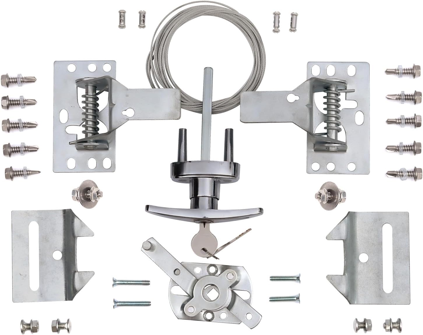 Heavy-Duty Wedelweib Garage Door Lock Kit - Fits 1-3/8" to 2" Thick Doors - Single/Double Doors up to 18ft Wide - Includes All Hardware - Random Keyed