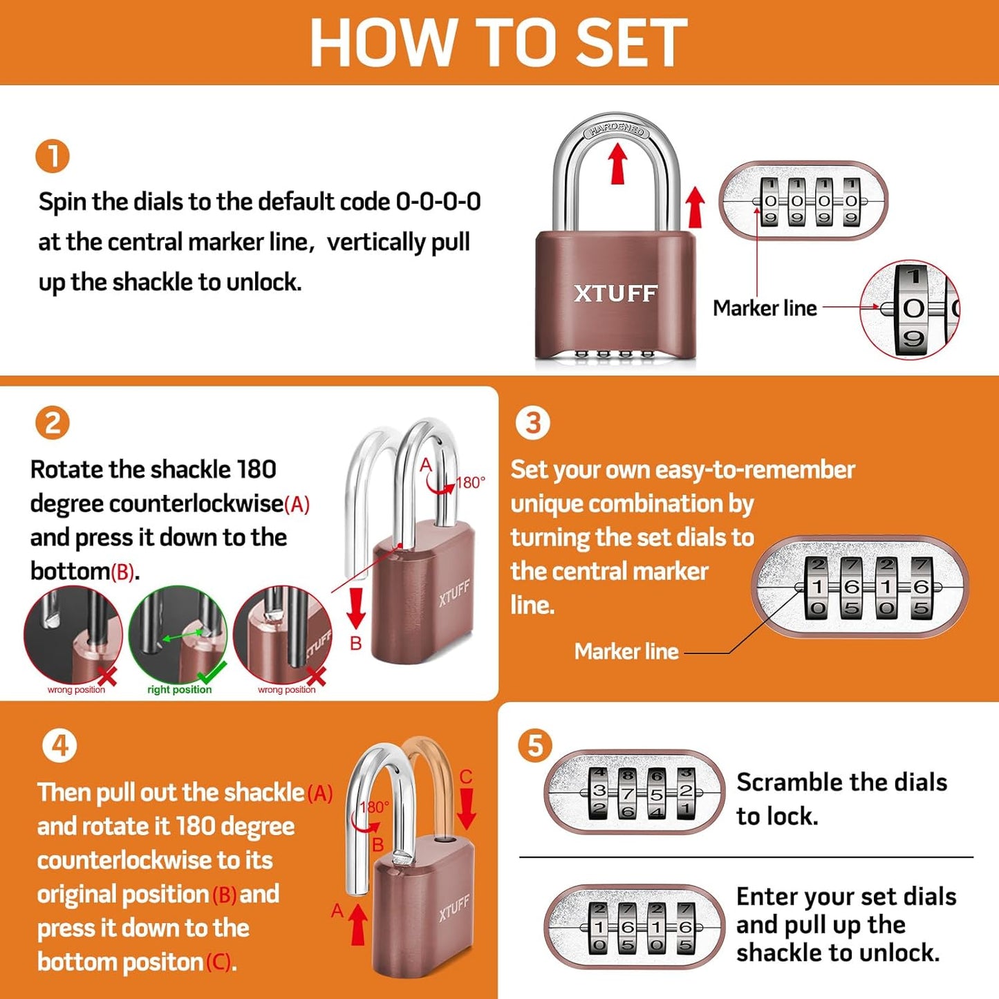 Heavy-Duty XTUFF Combination Padlock with Anti-Corrosion Technology