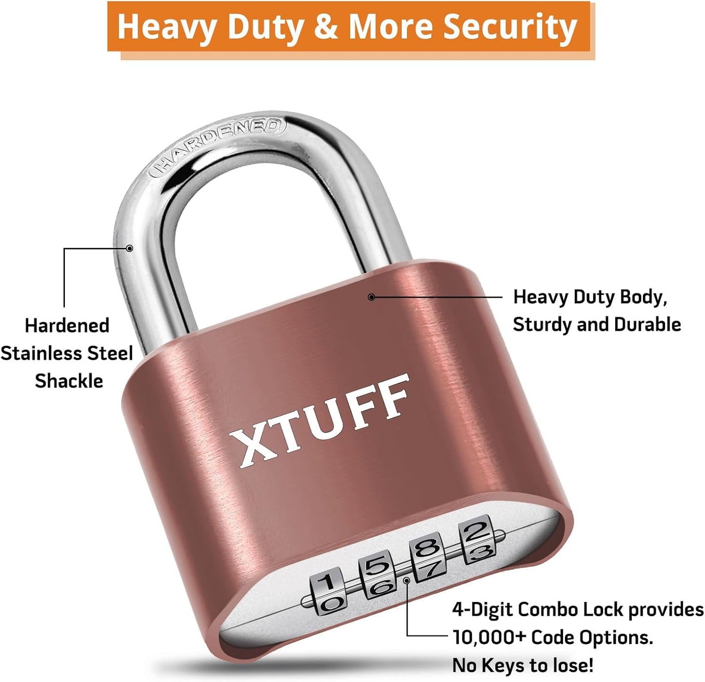 Heavy-Duty XTUFF Combination Padlock with Anti-Corrosion Technology