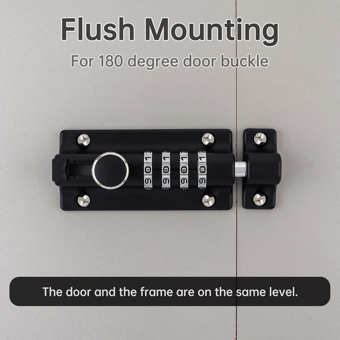 Heavy Duty Zinc Alloy Combination Locking Bolt for Shed Gate Fences - 4 Digit Combination Door Security Slide Latch Lock (Black)