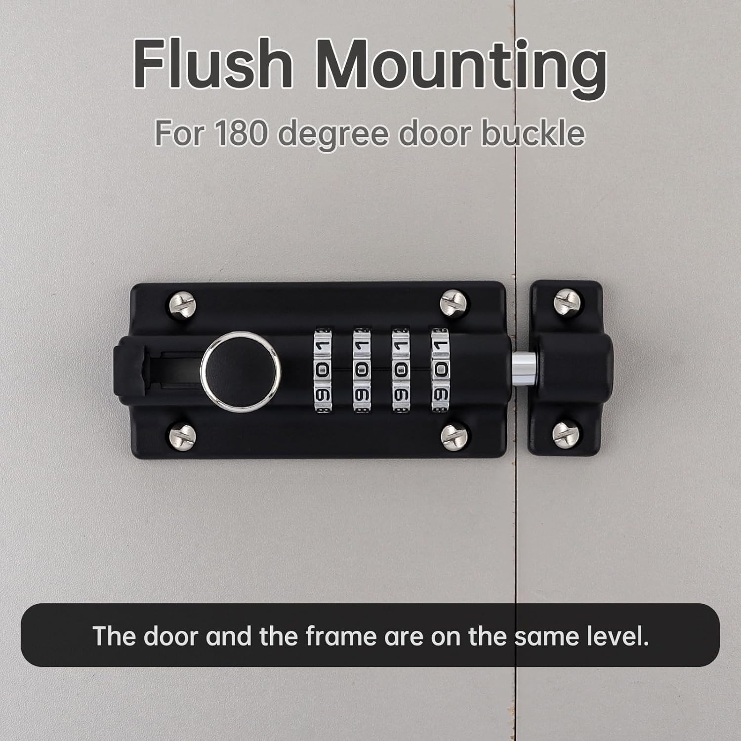 Heavy Duty Zinc Alloy Combination Locking Bolt for Shed Gate Fences - 4 Digit Combination Door Security Slide Latch Lock (Black)