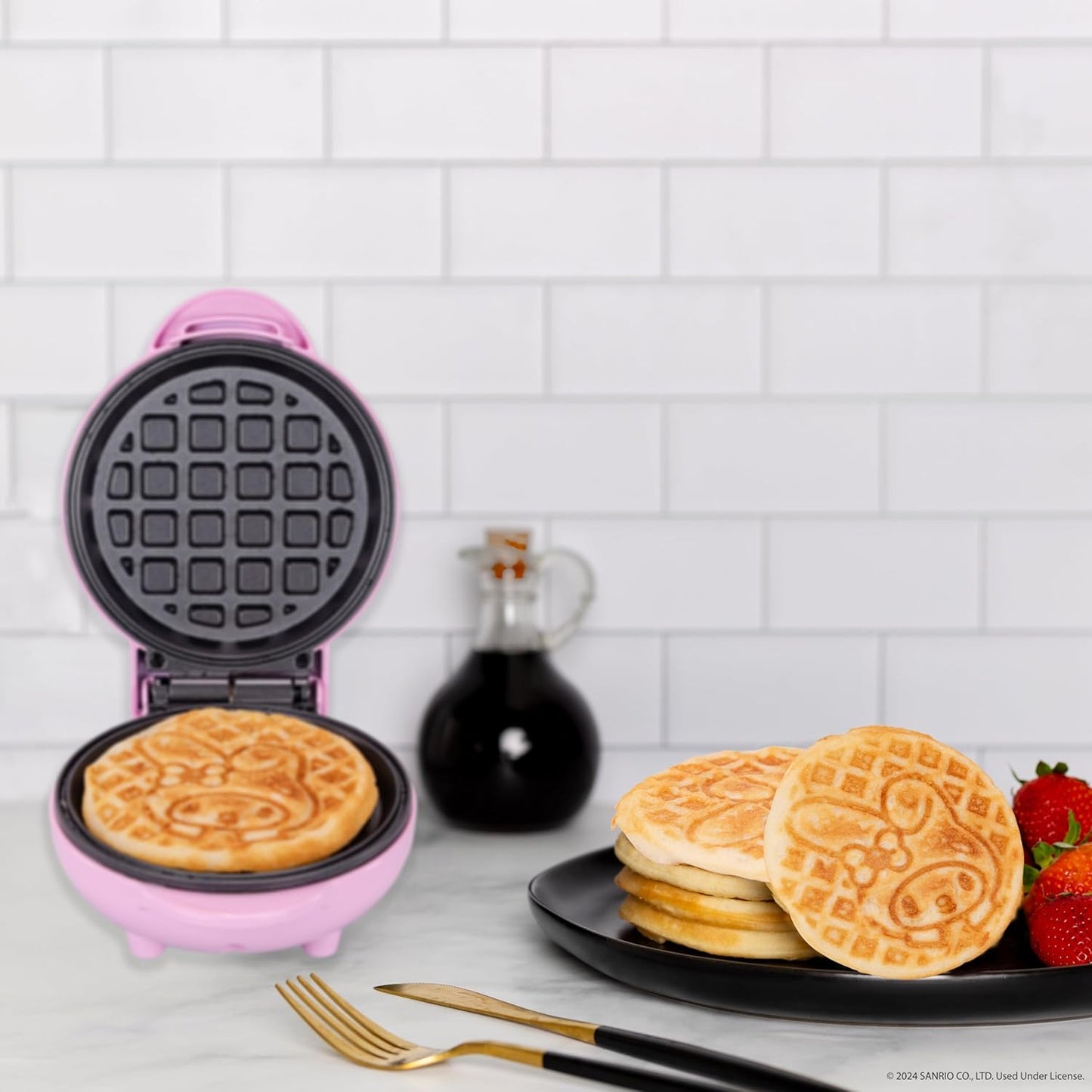 Hello Kitty My Melody Mini Waffle Maker - Cute Bunny Character Cooking Appliance for Fans