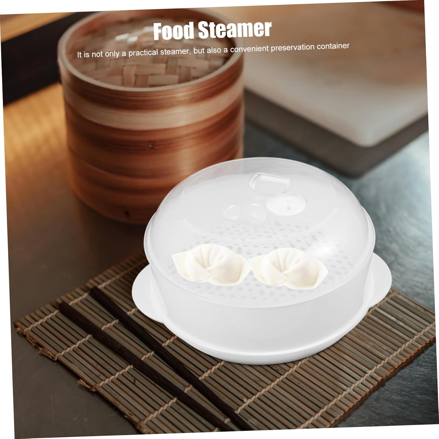 Hemoton Steamer Microwave Cookware with Lid for Pasta and Dumplings - Mini Fridge Containers for Kitchen Supplies