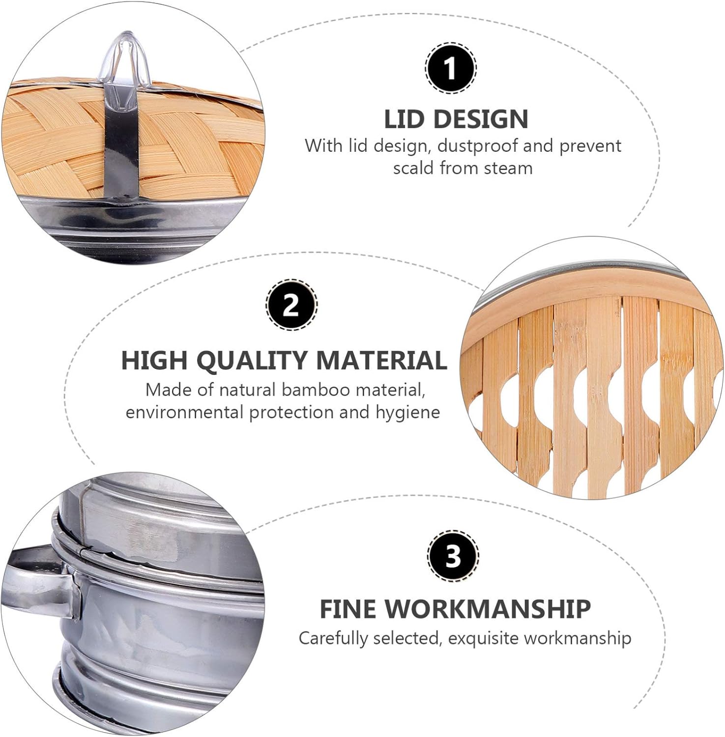 Hemoton Steamer Set with Basket and Lid for Steaming - Kitchen Gadget and Supplies